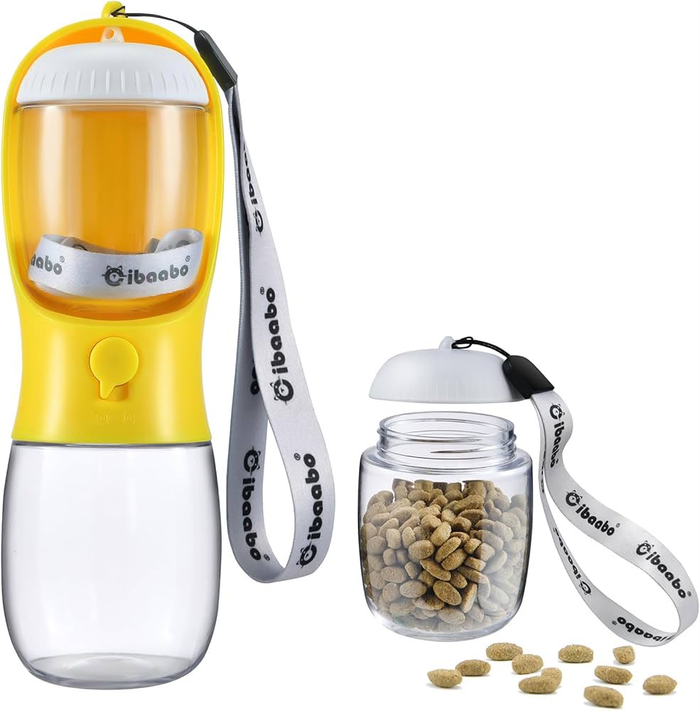 2-in-1 Tragbare Haustier-Wasserflasche mit Futterspender – Perfekte Reise-Trinkflasche für Hunde & Katzen