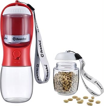 2-in-1 Tragbare Haustier-Wasserflasche mit Futterspender – Perfekte Reise-Trinkflasche für Hunde & Katzen