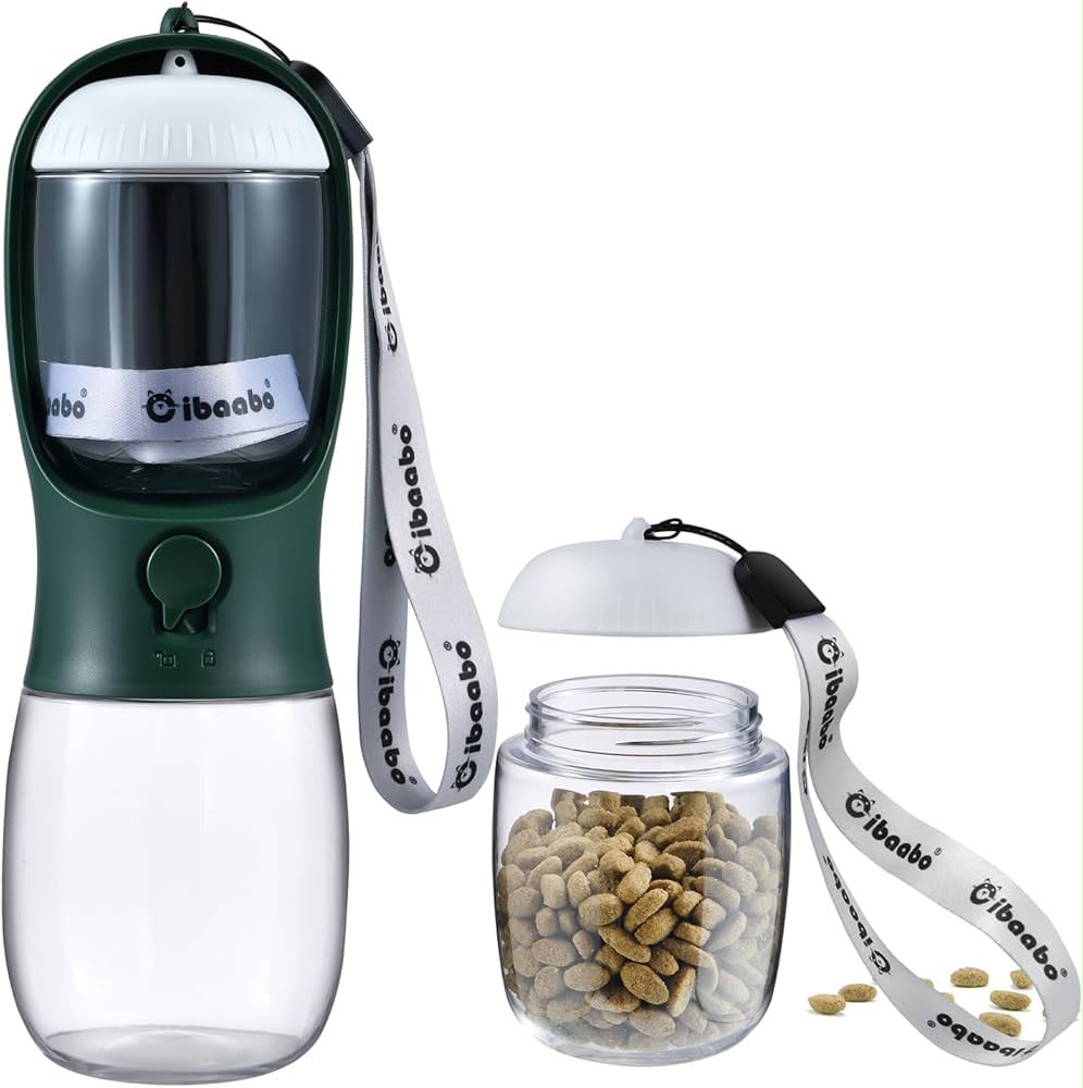 2-in-1 Tragbare Haustier-Wasserflasche mit Futterspender – Perfekte Reise-Trinkflasche für Hunde & Katzen
