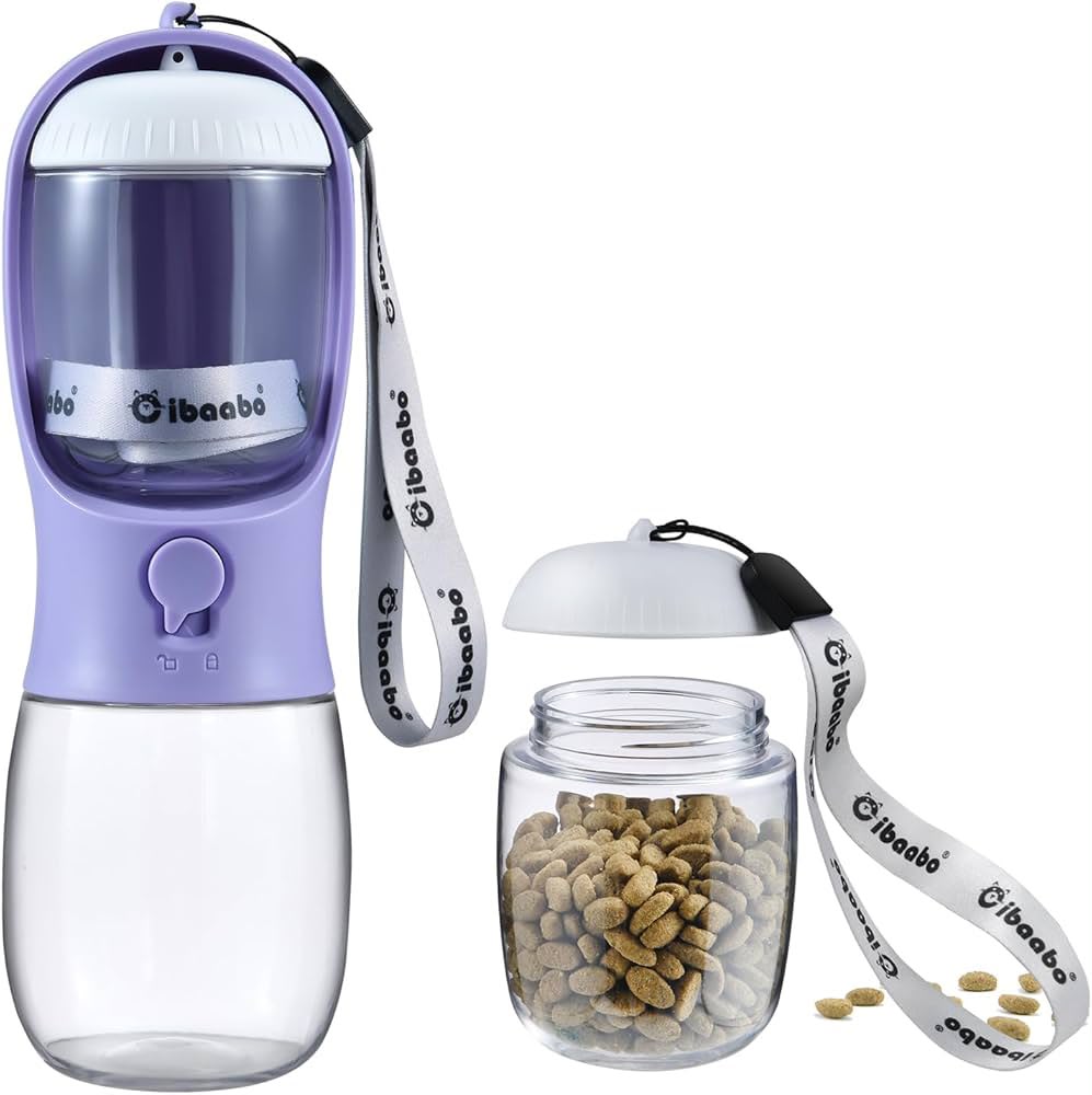 2-in-1 Tragbare Haustier-Wasserflasche mit Futterspender – Perfekte Reise-Trinkflasche für Hunde & Katzen