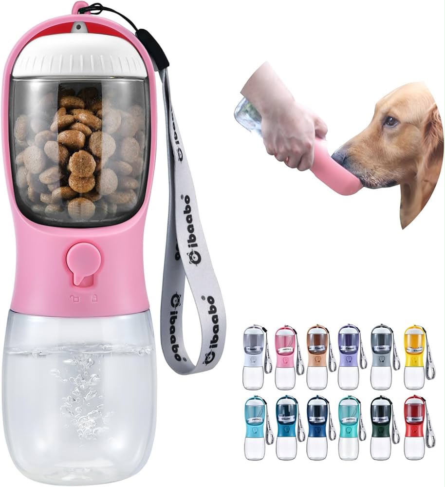 2-in-1 Tragbare Haustier-Wasserflasche mit Futterspender – Perfekte Reise-Trinkflasche für Hunde & Katzen