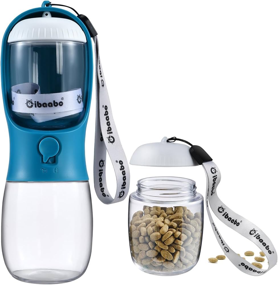 2-in-1 Tragbare Haustier-Wasserflasche mit Futterspender – Perfekte Reise-Trinkflasche für Hunde & Katzen