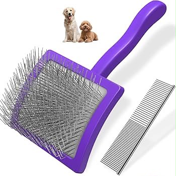 Professionelle Hunde- & Katzenbürste mit Edelstahlstiften – Fellpflege Set mit Metallkamm