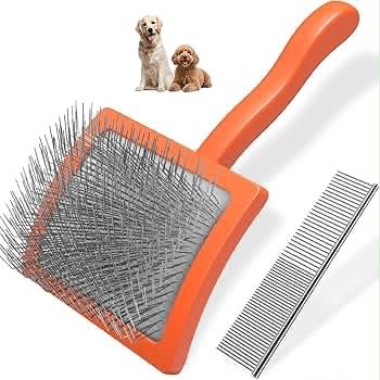 Professionelle Hunde- & Katzenbürste mit Edelstahlstiften – Fellpflege Set mit Metallkamm