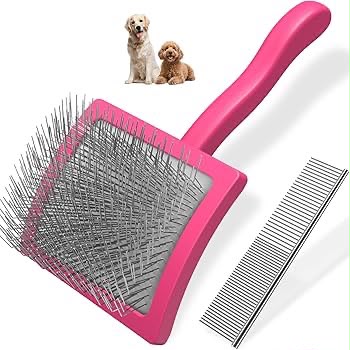 Professionelle Hunde- & Katzenbürste mit Edelstahlstiften – Fellpflege Set mit Metallkamm