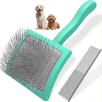 Professionelle Hunde- & Katzenbürste mit Edelstahlstiften – Fellpflege Set mit Metallkamm