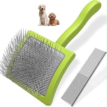 Professionelle Hunde- & Katzenbürste mit Edelstahlstiften – Fellpflege Set mit Metallkamm