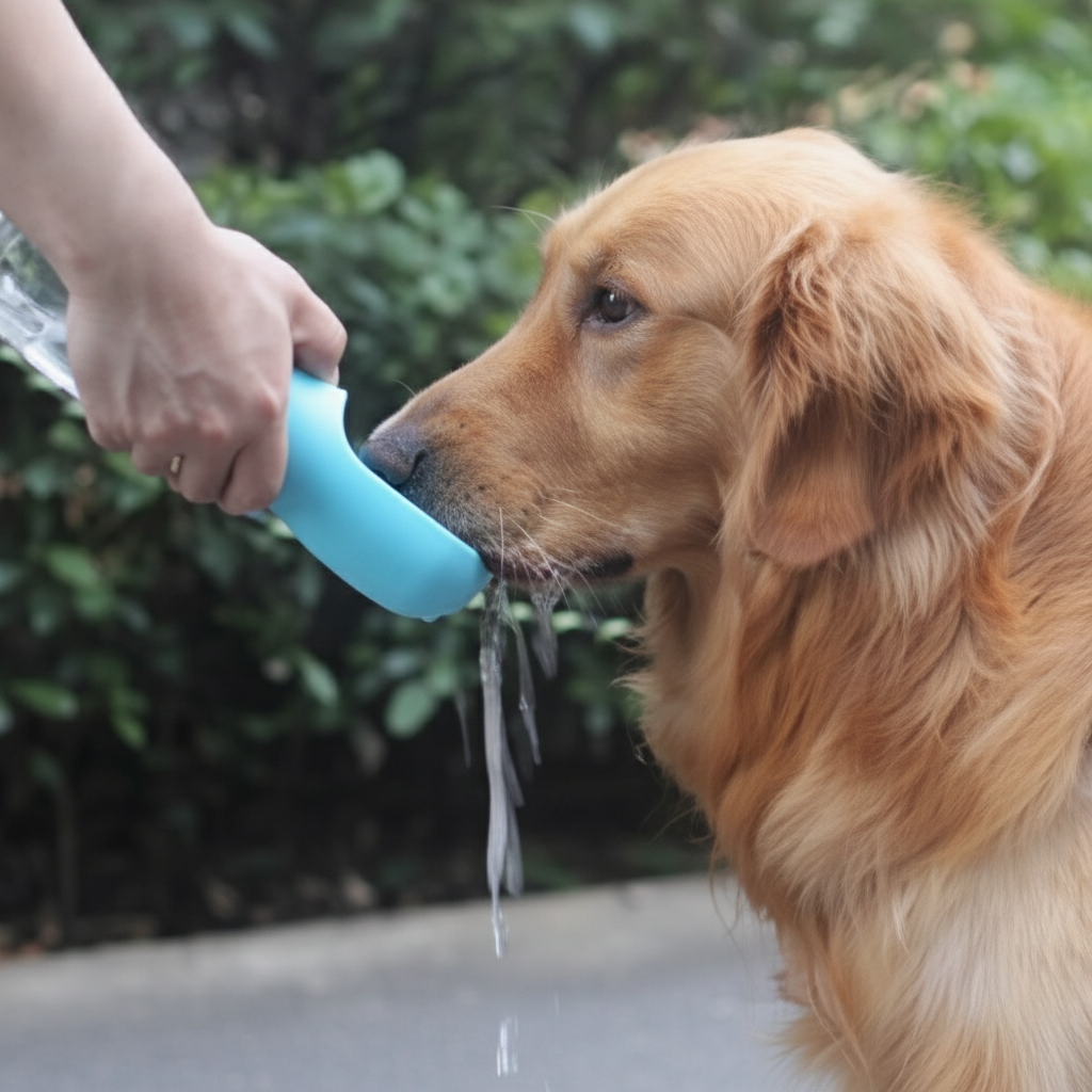 2-in-1 Tragbare Haustier-Wasserflasche mit Futterspender – Perfekte Reise-Trinkflasche für Hunde & Katzen