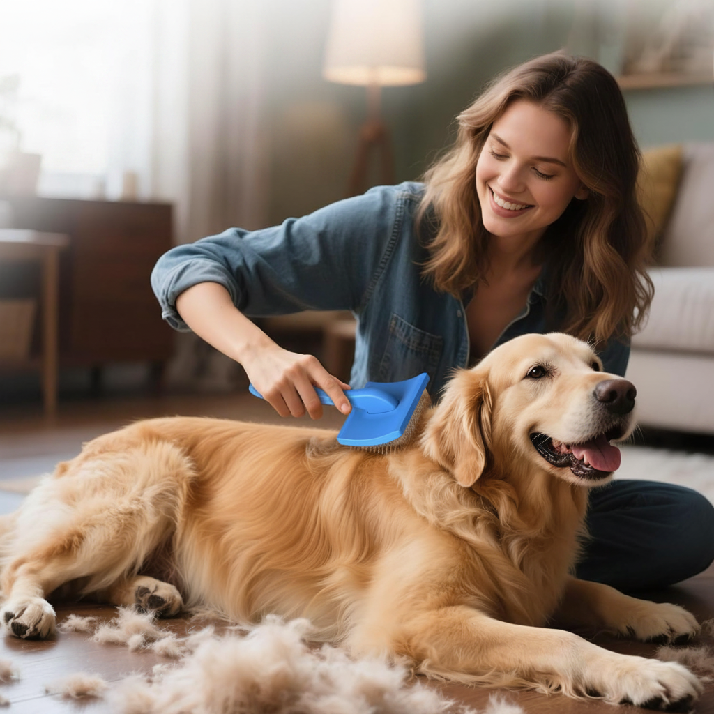 Professionelle Hunde- & Katzenbürste mit Edelstahlstiften – Fellpflege Set mit Metallkamm