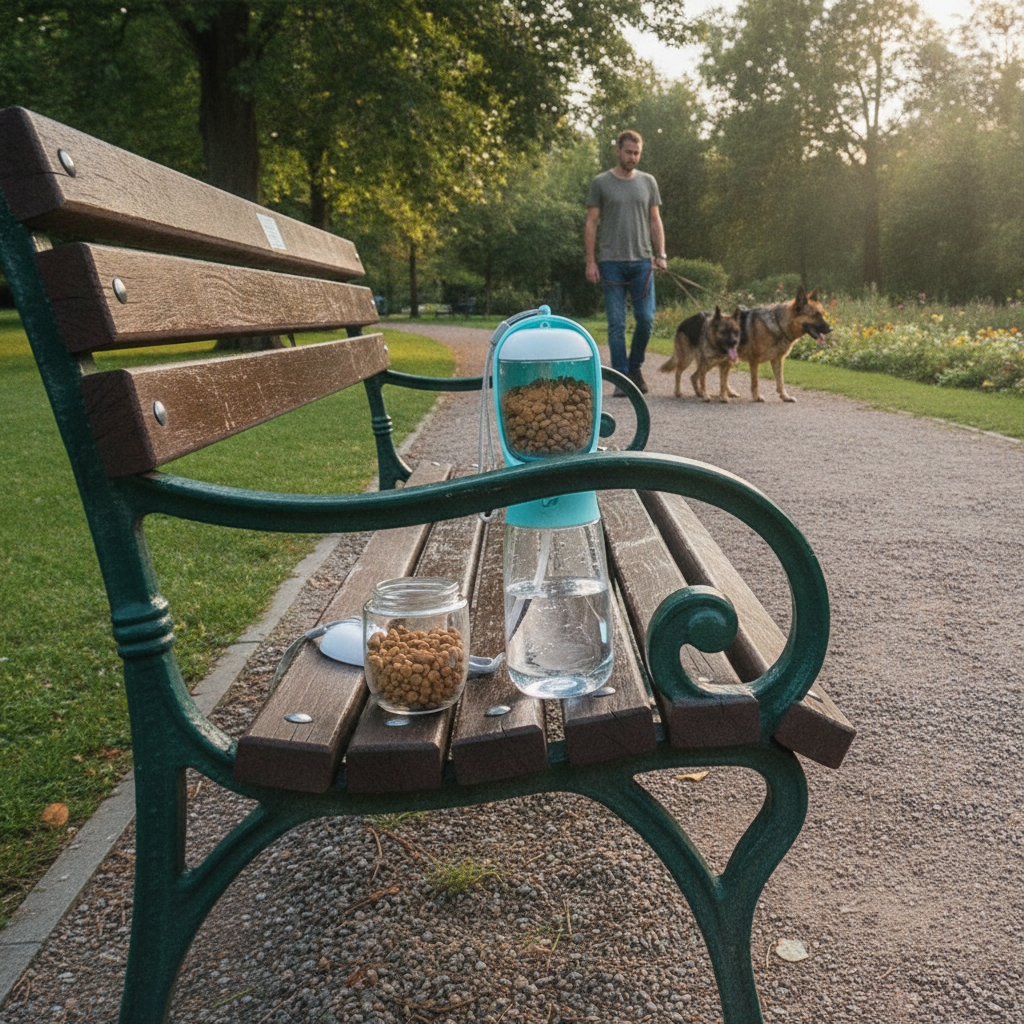 2-in-1 Tragbare Haustier-Wasserflasche mit Futterspender – Perfekte Reise-Trinkflasche für Hunde & Katzen