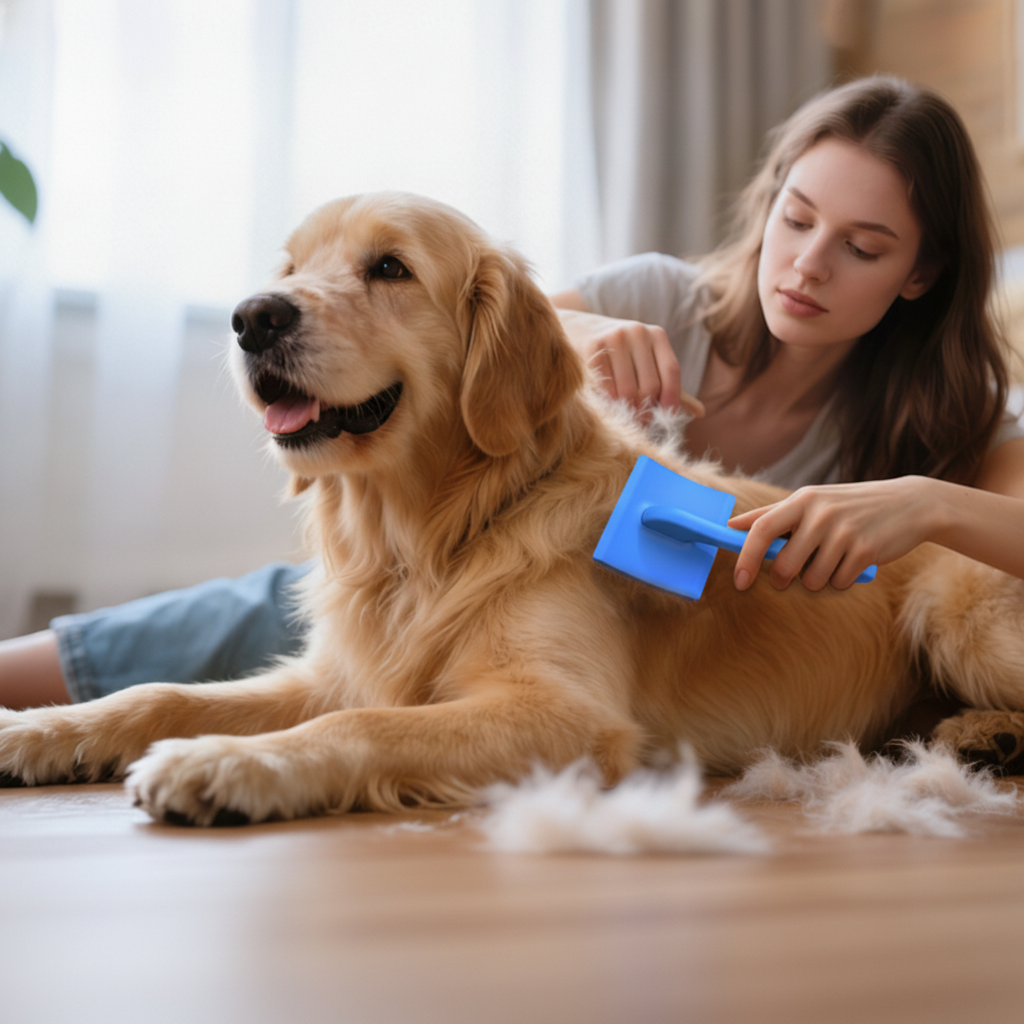 Professionelle Hunde- & Katzenbürste mit Edelstahlstiften – Fellpflege Set mit Metallkamm