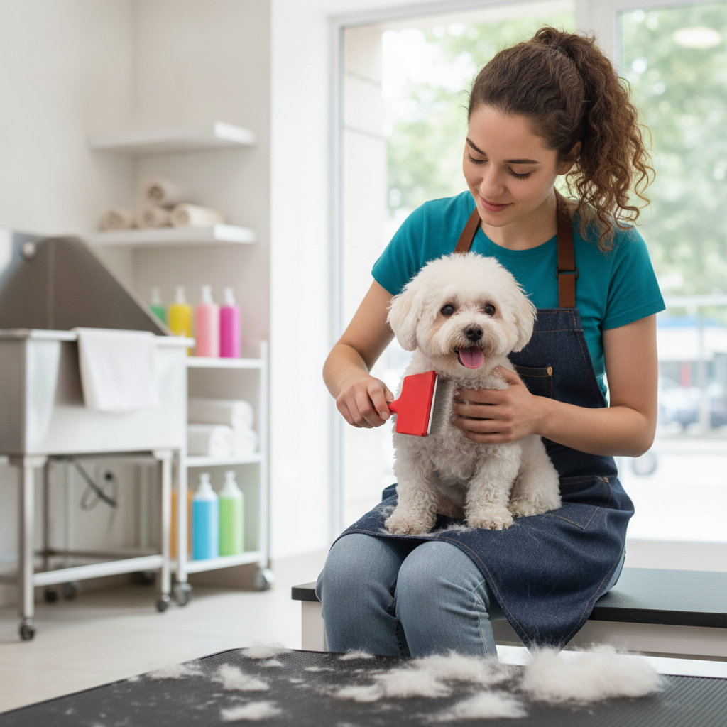 Professionelle Hunde- & Katzenbürste mit Edelstahlstiften – Fellpflege Set mit Metallkamm