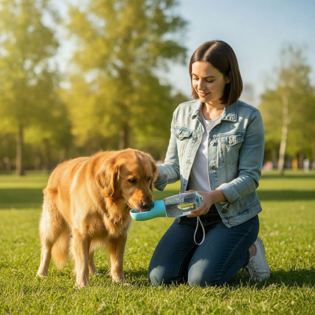 2-in-1 Tragbare Haustier-Wasserflasche mit Futterspender – Perfekte Reise-Trinkflasche für Hunde & Katzen